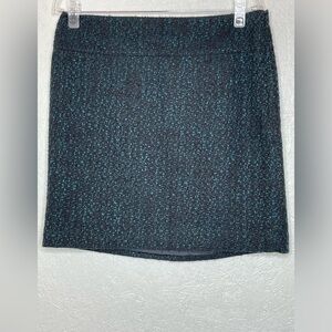 Ann Taylor Loft Blue, Plaid Boucle Tweed Dark Academia Pencil Mini Skirt Size 4